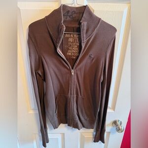 Abercrombie & Fitch Chocolate Brown zippered top sz L